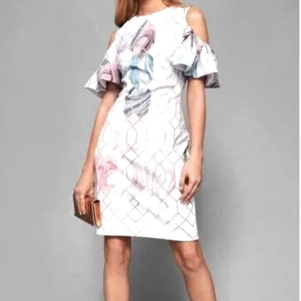 NWOT Ted Baker Kindra Sea of Clouds Pencil dress